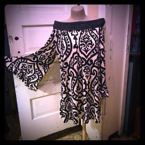 Damask Bell Sleeve Tunic/Dress